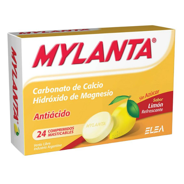 Mylanta Antacid Comprimidos Masticables x24 Tablets Lemon Flavor