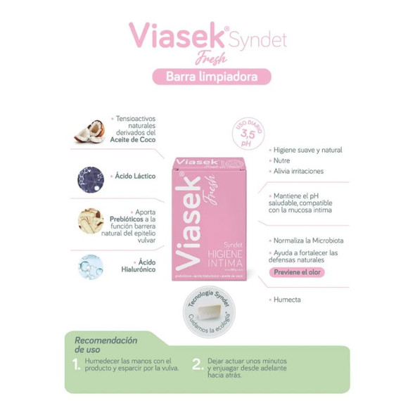 Viasek Fresh Syndet Feminine Hygiene Solid Bar, 90 g / 3.17 oz