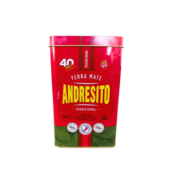Andresito Yerba Mate Storage Tin Yerbera Canister, 500 g / 17.64 oz Capacity