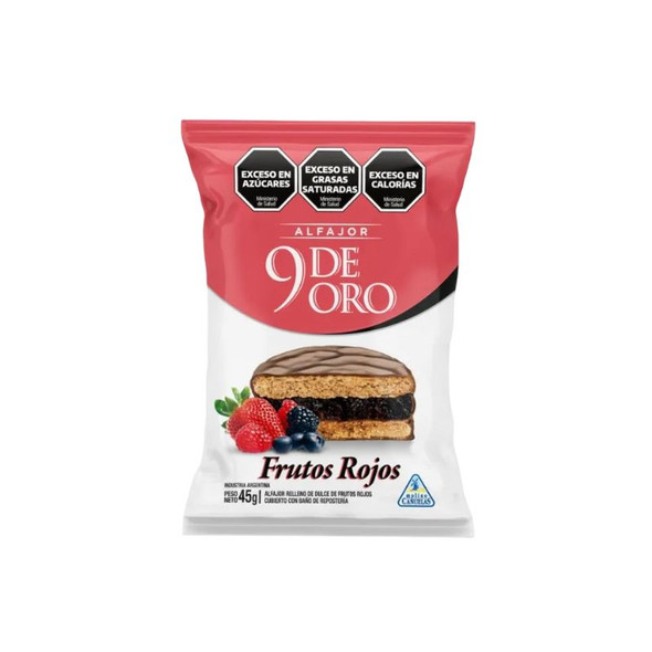 9 de Oro Alfajor Red Fruit Flavor, 45 g / 1.58 oz (pack of 6)