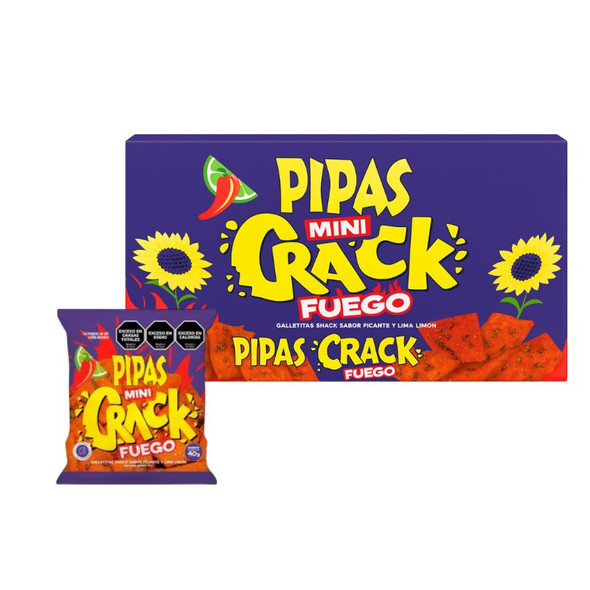 Pipas Mini Crack Fuego Spicy Cracker Sticks, 480 g / 16.93 oz (box of 12)