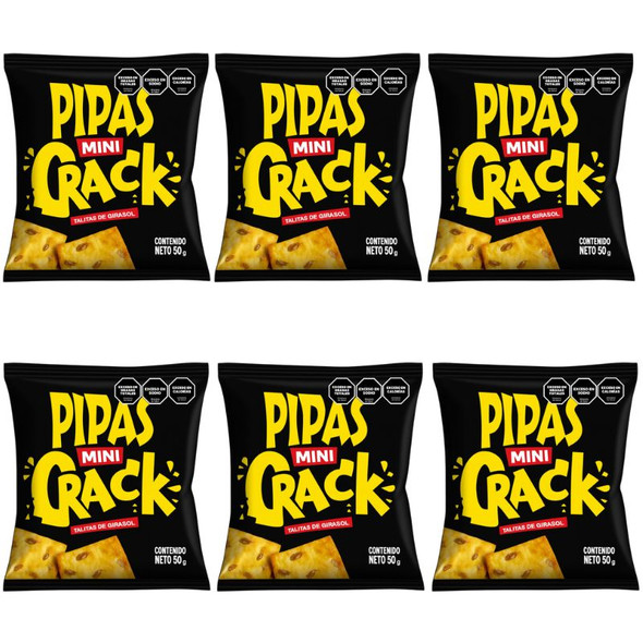 Pipas Mini Crack Sunflower Seed Sticks, 50 g / 1.76 oz (pack of 6)