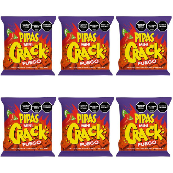 Pipas Mini Crack Fuego Spicy Sunflower Seeds, 40 g / 1.41 oz (pack of 6)