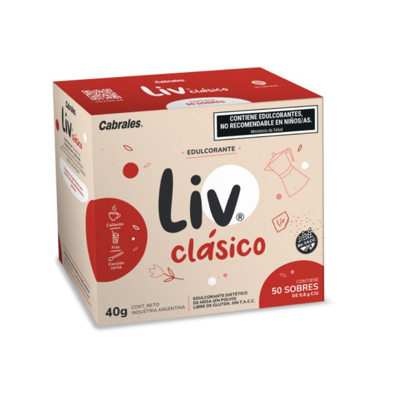 Cabrales Liv Classic Sweetener in Wrapped Bags, 40 g / 1.41 oz (50 count)