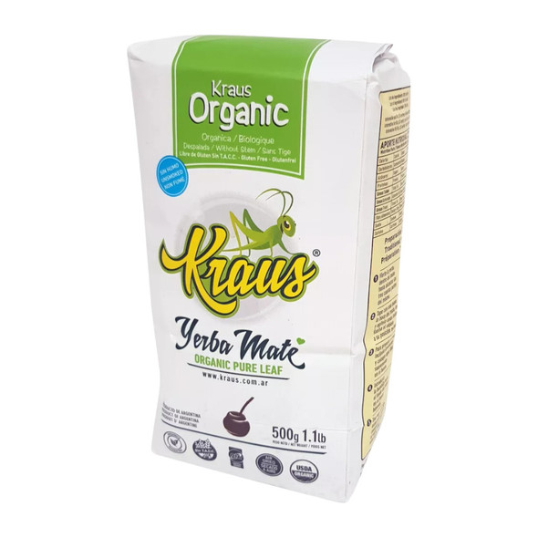 Kraus Organic Yerba Mate Unsmoked Pure Leaf, 500 g / 1.1 lb