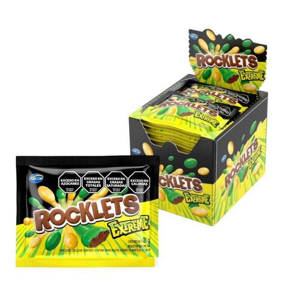 Rocklets Extreme Candy-Coated Chocolate Bites, 480 g / 16.93 oz (box of 24)