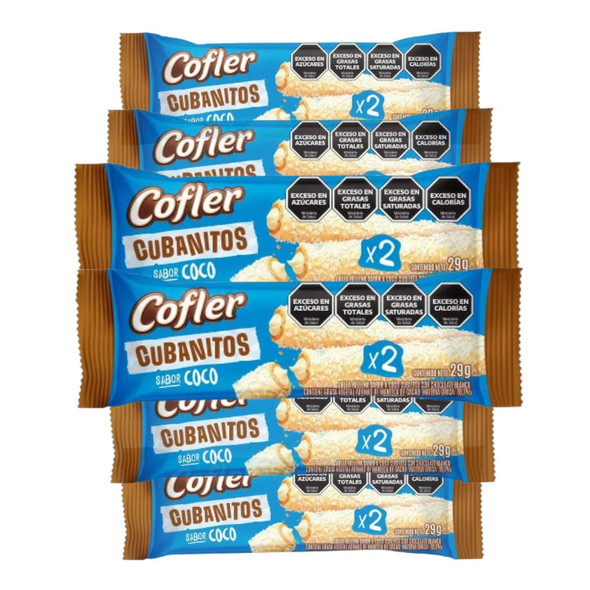 Cofler Cubanitos Coco Wafer Rolls with White Chocolate & Coconut Filling, 29 g / 1 oz ea (pack of 6)