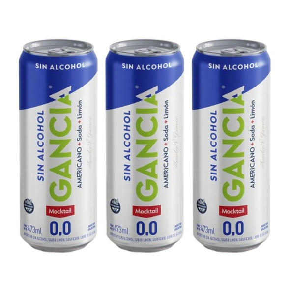 Gancia 0.0 Non-Alcoholic Mocktail Americano with Soda & Lemon, 473 ml / 15.9 fl oz ea (pack of 3)