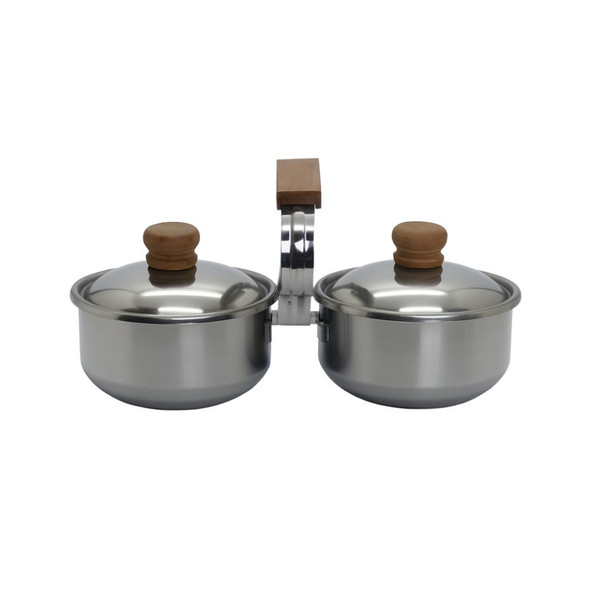 Guadix Stainless Steel Double Yerbera and Sugar Container with Wooden Details