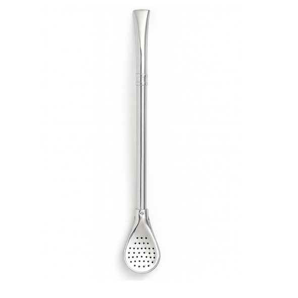 Stainless Steel Mate Straw with Shovel-Shaped Filter & Decorative Engraved Ring