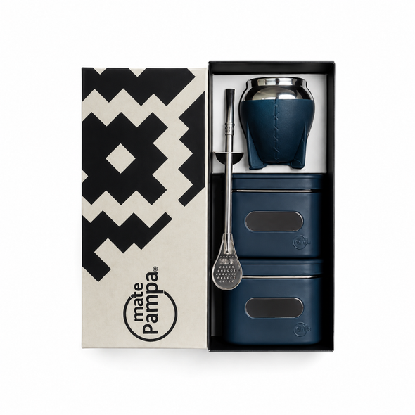 Mate Pampa Mate Kit with Straw and Two Yerba Mate & Sugar Containers