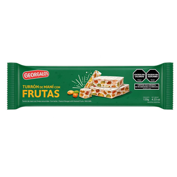Georgalos Classic Peanut Nougat with Fruits Turrón de Maní con Frutas, 120 g / 4.23 oz