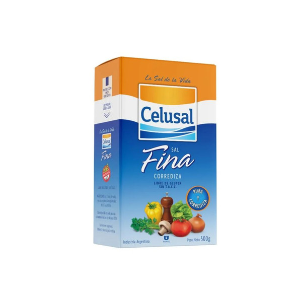 Celusal Fine Table Salt with Pour Spout - Gluten-Free, 500 g / 1.1 lb
