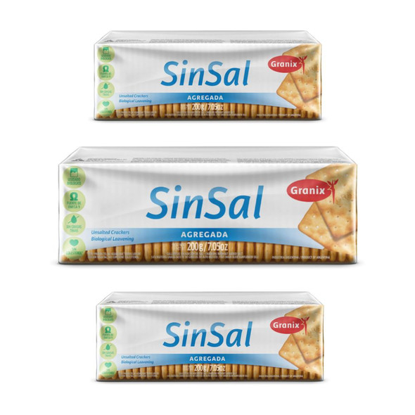 Granix Sin Sal Crackers Without Added Salt, 200 g / 7 oz ea (pack of 3)