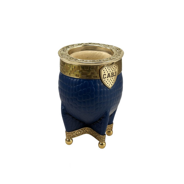 Pardo Imperial Premium Mate with Boca Juniors CABJ Charm - Leather Wrapped Gourd with Base