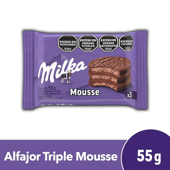 Milka Alfajor Triple Cookie with Chocolate Mousse, 55 g / 2 oz (pack of 6)