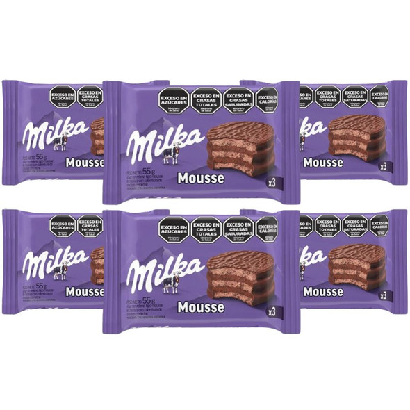 Milka Alfajor Triple Cookie with Chocolate Mousse, 55 g / 2 oz (pack of 6)