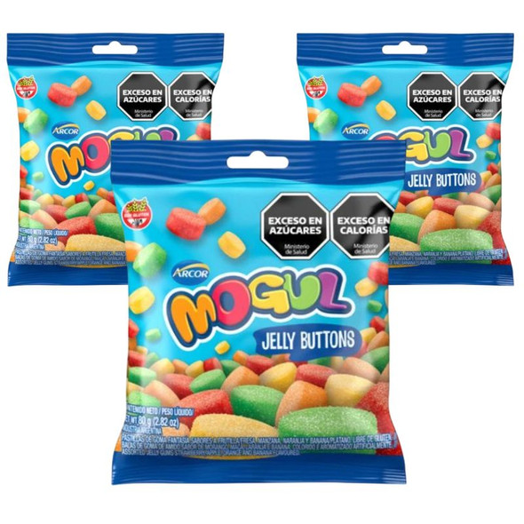 Mogul Jelly Buttons, Fruit-Flavored Gummy Candies, 80 g / 2.82 oz (pack of 3)