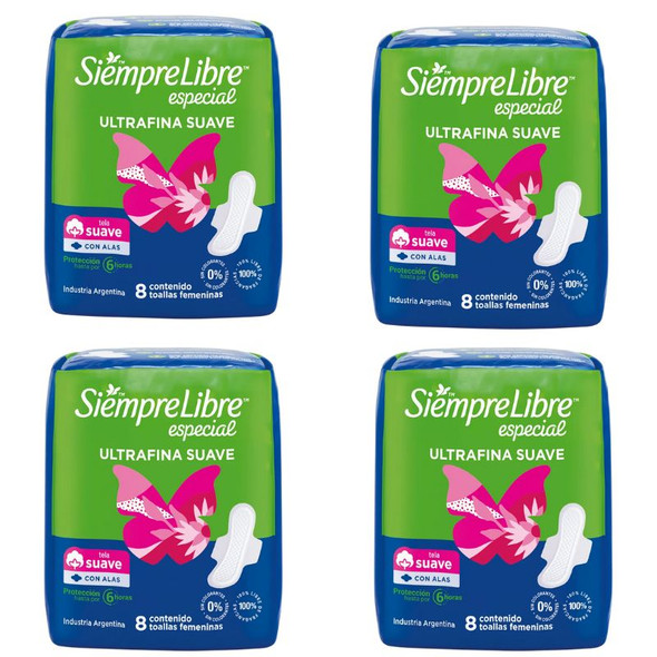 Siempre Libre Especial Ultrafina Suave Sanitary Pads, 8-Count (pack of 4)