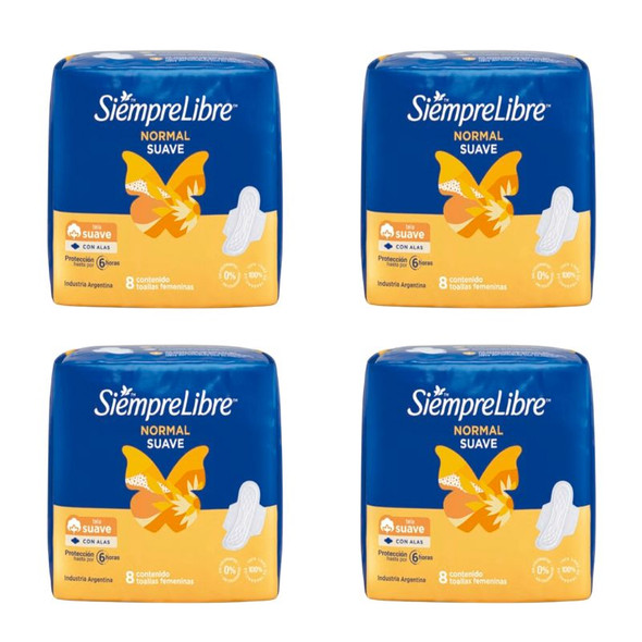 Siempre Libre Normal Suave Sanitary Pads, 8-Count (pack of 4)