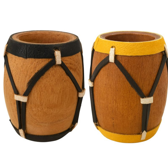 Algarrobo Mate, Leather-Lined, Drum-Type, with Colored Edges