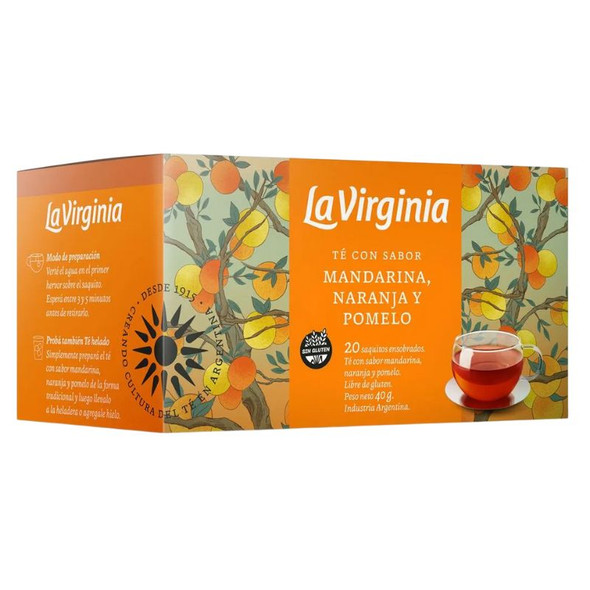 La Virginia Citrus Blend Tea with Mandarin, Orange & Grapefruit, 40 g / 1.41 oz (box of 20)