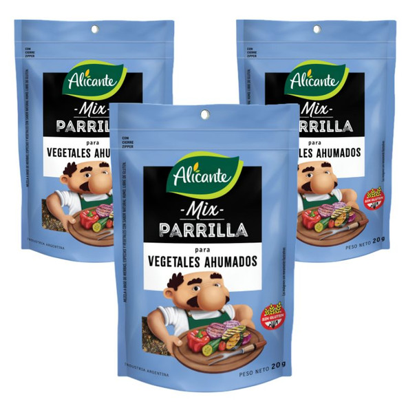 Alicante Mix Parrilla Vegetable Smoked Seasoning Blend, 25 g / 0.88 oz (pack of 3)
