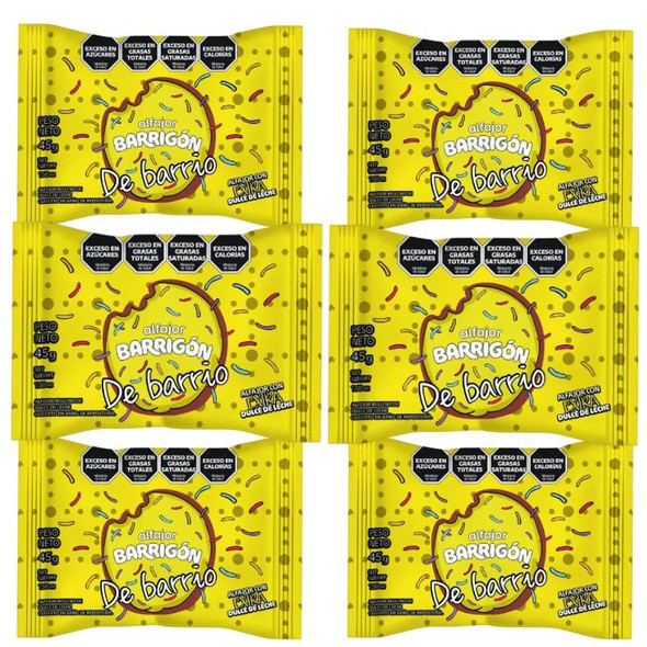 Barrigón Alfajor de Barrio Filled with Dulce de Leche, 45 g / 1.59 oz (pack of 6)