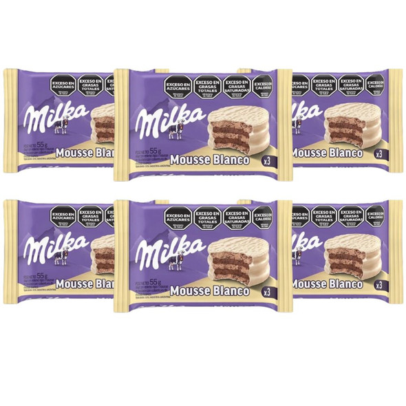 Milka Alfajor Triple White Chocolate with Chocolate Mousse, 55 g / 2 oz (pack of 6)