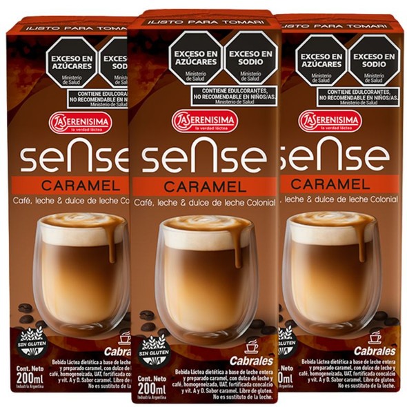Sense Caramel Café con Leche & Dulce de Leche Drink, 200 ml / 6.76 fl oz (pack of 3)