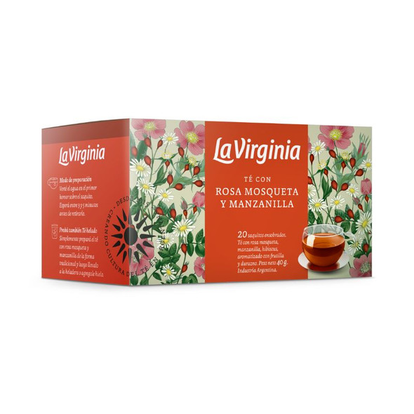 La Virginia Rosehip & Chamomile Herbal Tea Blend, 40 g / 1.41 oz (box of 20)