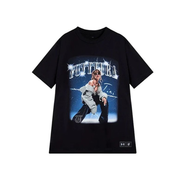 Under Armour Tini Futtura Oversized Unisex Black Cotton T-Shirt with Graphic Print