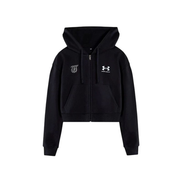 Tini Futtura Crop Hoodie Unisex Black Full-Zip with Hood