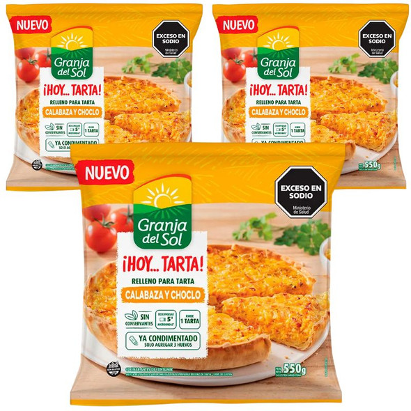 Granja del Sol Frozen Ready-to-Cook Pumpkin & Corn Tart Filling, 550 g / 19.4 oz (pack of 3)