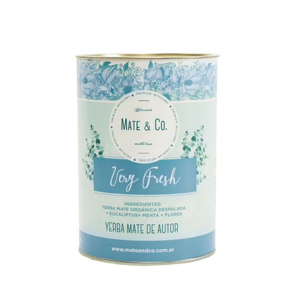 Mate & Co Very Fresh Yerba Mate Gift Kit with White Ceramic Mate & Bombilla, 250 g / 8.82 oz