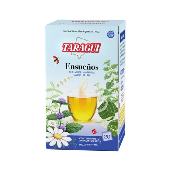 Taragüi Ensueños Relaxing Herbal Tea with Chamomile, Linden & Mint, 20 g / 0.70 oz (box of 20)