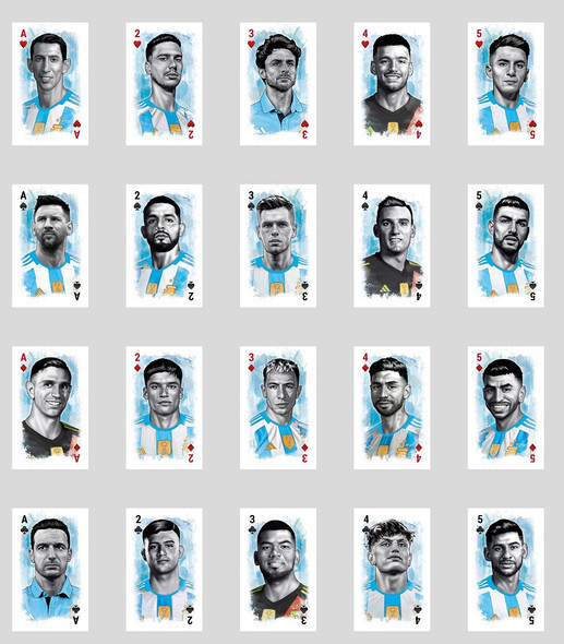 AFA Argentina National Team Official Poker Playing Cards, 54 Illustrated Cards
