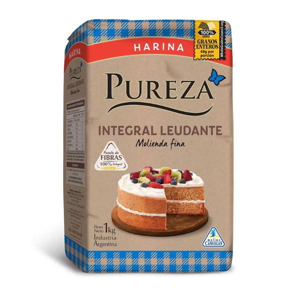 Pureza Whole Wheat Self-Rising Flour, 1 kg / 2.2 lb