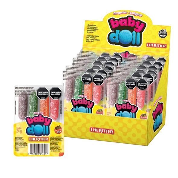 Baby Doll Lollipops Assorted Flavors, 288 g / 10.16 oz (box of 12 trays of 4 count)