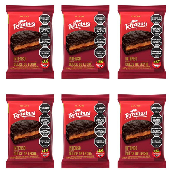 Terrabusi Alfajor Intenso with Dulce de Leche, Gluten-Free, 55 g / 1.94 oz (pack of 6)