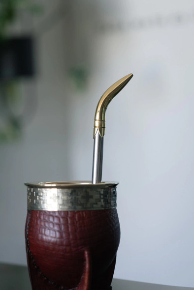 Bombillón Pico de Loro Alpaca Solid Thick Tube with Brass Tip