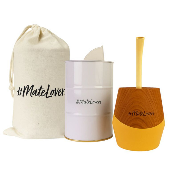 Mate & Co Yellow Mate Cup with Bombilla, Pouring Tin & Carrying Bag