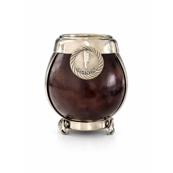 Calabaza Mate Gourd with Base, Rim & 100% Alpaca Embellishments, Small Size (Various Colors)