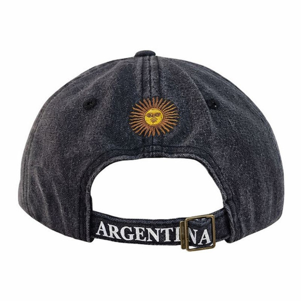 Argentina Bandera Vintage Cap in Black Denim, One Size Adjustable
