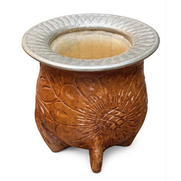 Camionero Carved Mate Gourd with Engraved Alpaca Rim (Various Colors)