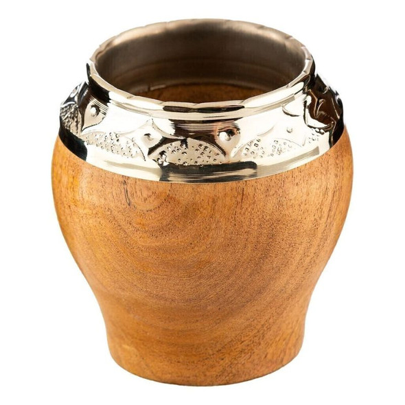 Matesur Torpedo Algarrobo Mate with Hand-Carved Alpaca Rim, 80 ml / 2.7 fl oz Capacity