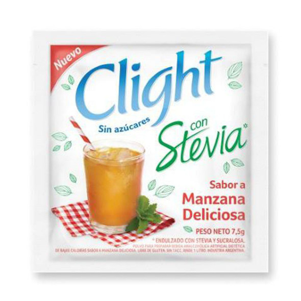 Jugo Clight Manzana Deliciosa Stevia Powdered Juice Delicious Apple Flavor Sweetened With Stevia, 7.5 g /  0.26 oz (box of 16)
