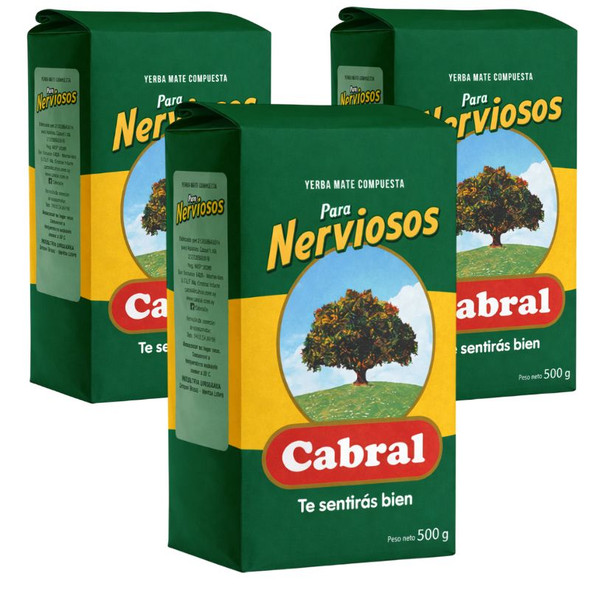 Cabral Yerba Mate Compuesta Para Nerviosos, 500 g / 17.63 oz ea (pack of 3)