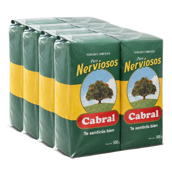 Cabral Yerba Mate Compuesta Para Nerviosos, 500 g / 17.63 oz (Pack of 8)