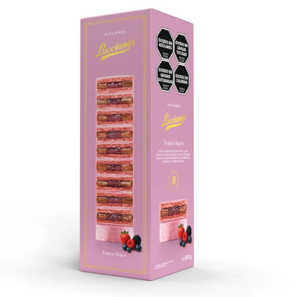 Lucciano’s Alfajores Red Berries white chocolate coating flavored with freeze-dried fruits, 800 g / 28.22 oz (Box of 10)